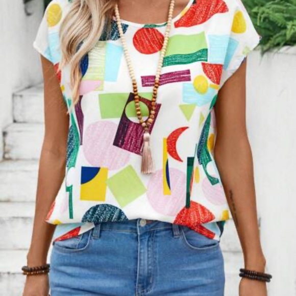 Red and Yellow Graphic Relaxed Tee - Picture 1 of 4